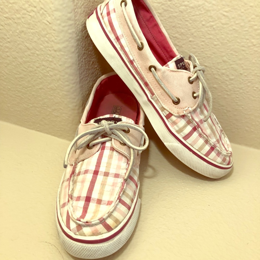 Sperry Pink Plaid Shoes